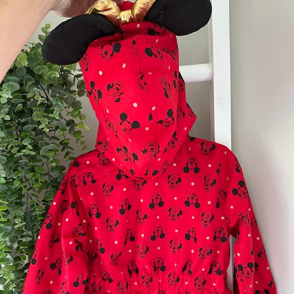 Disney Minnie Mouse Red Polka Dot Rain Jacket Hooded with Ears Girl’s size 5 - Picture 8 of 13